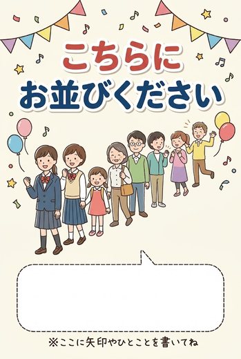 こちらにお並びください
