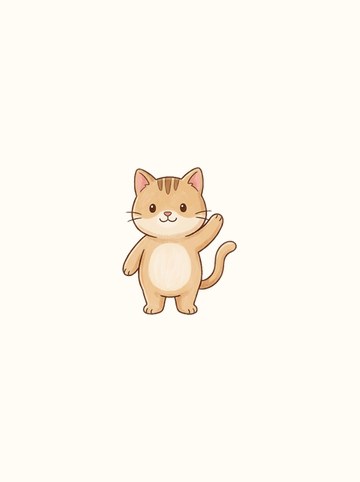 ネコ・片手あげ（中 153×197px）