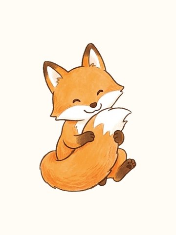 キツネ・しっぽをだっこ（原寸 266×409px）