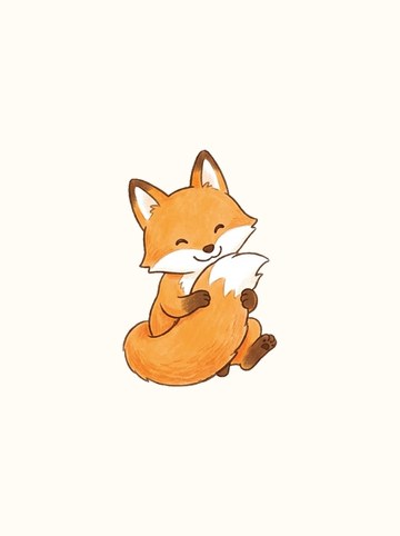 キツネ・しっぽをだっこ（大 186×286px）