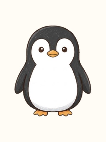 ペンギン・きをつけ（原寸 351×413px）