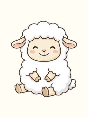ひつじ・にっこり（原寸 363×419px）