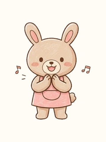 うさぎ・はくしゅ（原寸 257×333px）