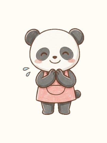 パンダ・おねがい（原寸 208×294px）