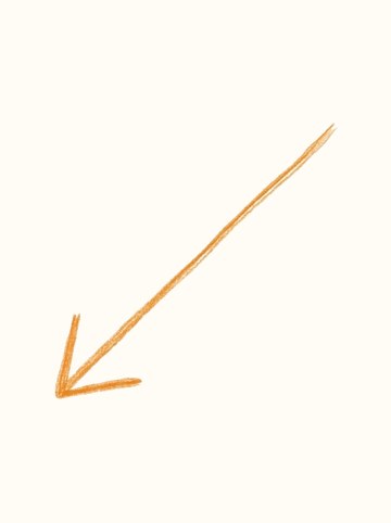 手書き線（オレンジ）・ひだりした（498×499px）