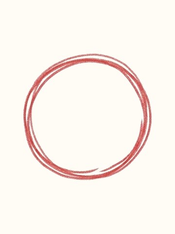 手書きの丸（赤・中は透明）（266×261px）