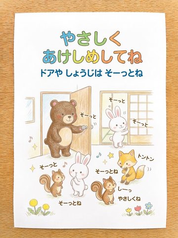 やさしくあけしめしてね