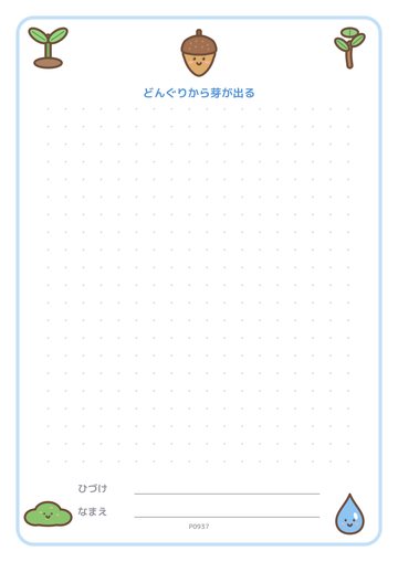 どんぐりから芽が出る（便箋）