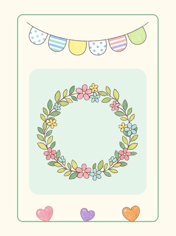 ありがとうカード 文字なし背景（花のリース・文字は入っていません）（A6たて 827×1169px）