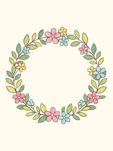 花のリース（中は空白）（368×354px）