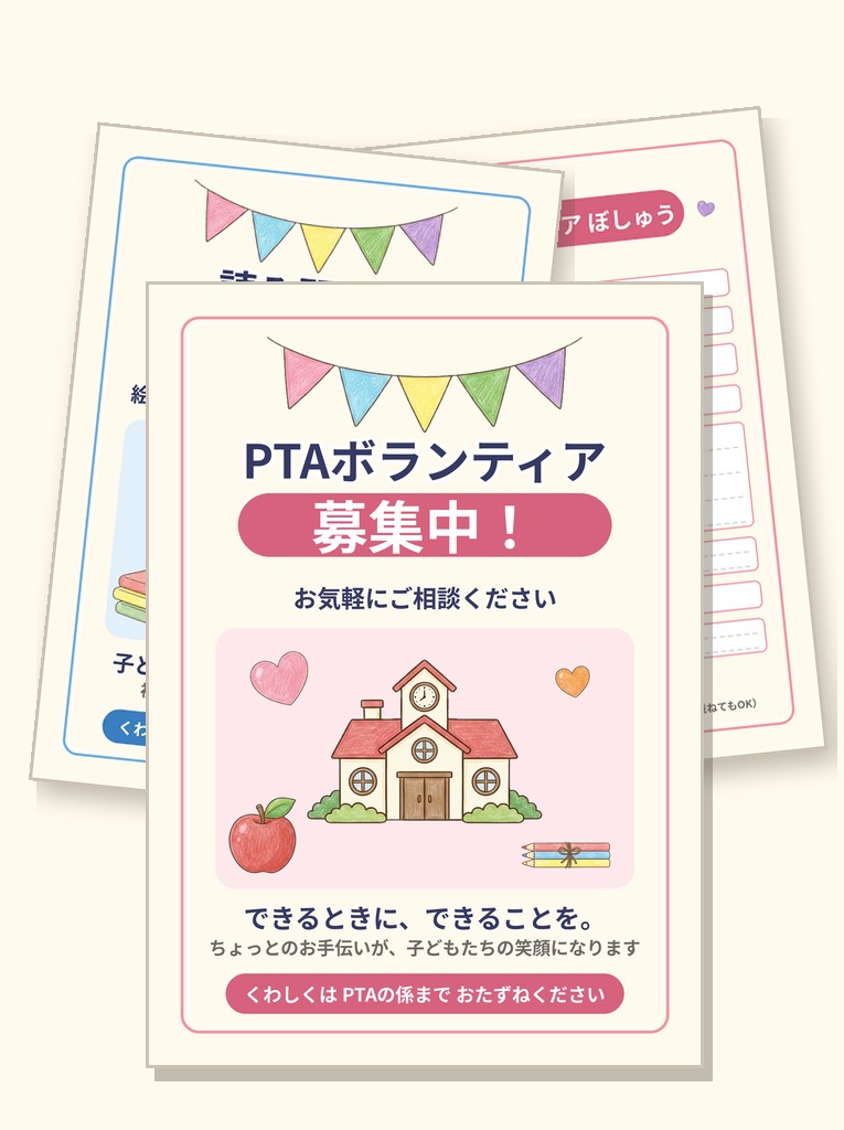 PTAボランティア募集 完成品（そのまま掲示できる）（A4たて 1654×2339px）